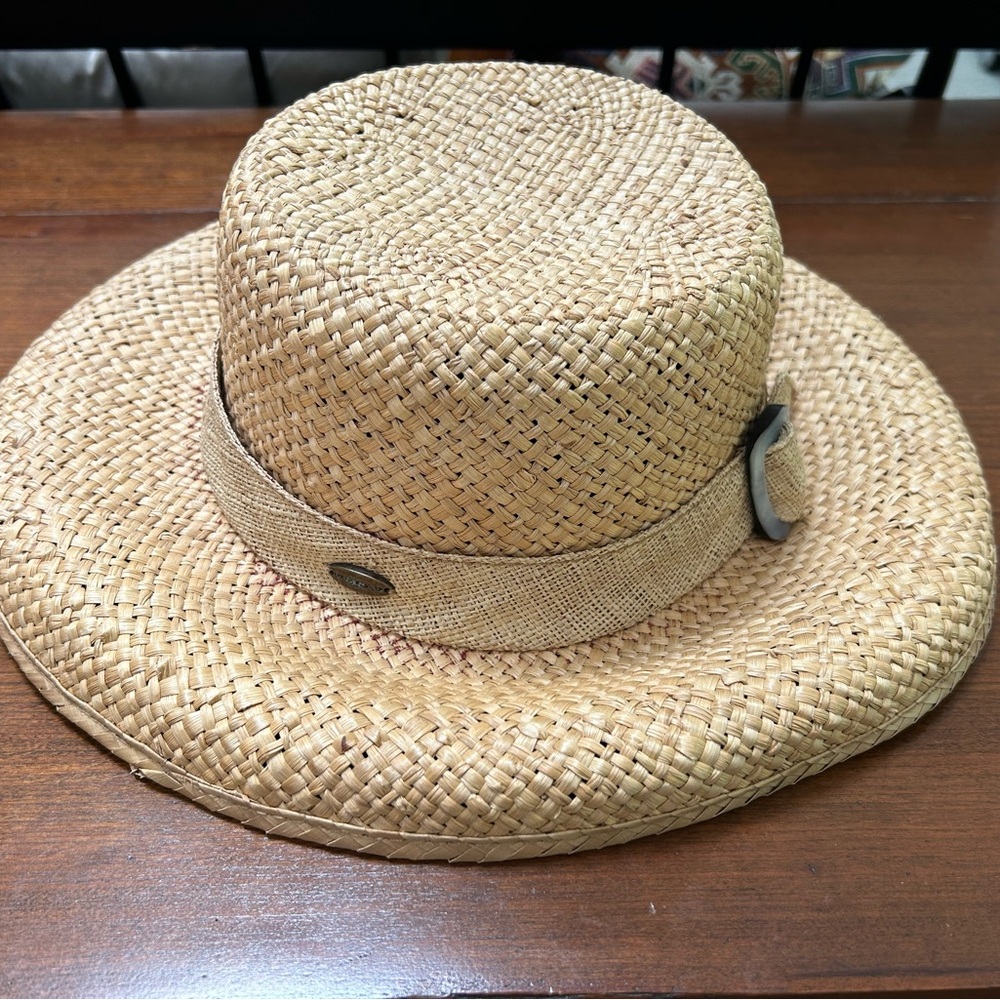 Claiborne Tan Woven Sun Hat with Wide Brim